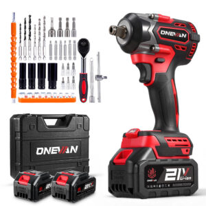 ONEVAN 1/2" 500N·m Brushless Cordless Impact Wrench (31-Piece Accessory) | For Makita 18V Battery