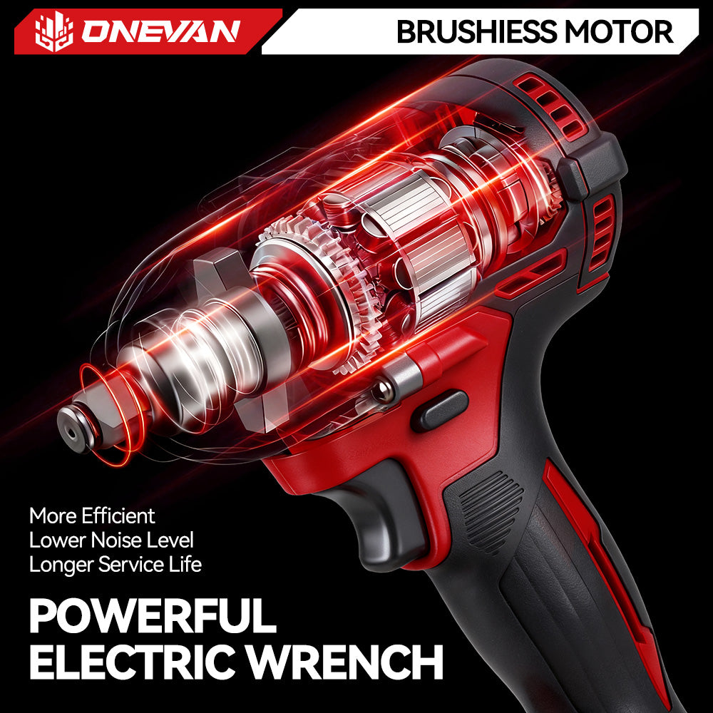ONEVAN 1/2" 500N·m Brushless Cordless Impact Wrench (31-Piece Accessory) | For Makita 18V Battery - Image 8
