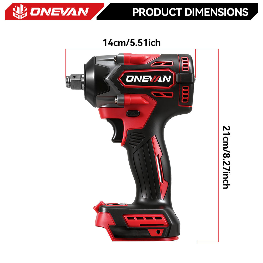 ONEVAN 1/2" 500N·m Brushless Cordless Impact Wrench (31-Piece Accessory) | For Makita 18V Battery - Image 3