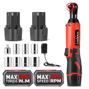 ONEVAN 12V 60N·m Cordless 3/8 Right Angle Ratchet Wrench for Car Repair