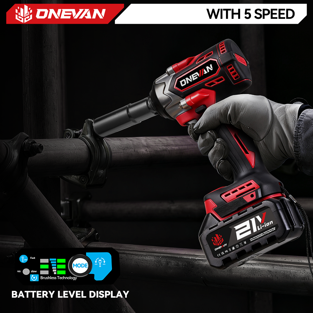 ONEVAN 1/2" 500N·m Brushless Cordless Impact Wrench (31-Piece Accessory) | For Makita 18V Battery - Image 10