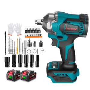 ONEVAN 1/2" 1200N·m Brushless Cordless Impact Wrench Set – 44-Piece Kit | For Makita 18V Battery